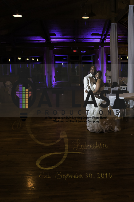 Lakeshia & Al are married!!! Lighting and Monogram by At Last Productions!